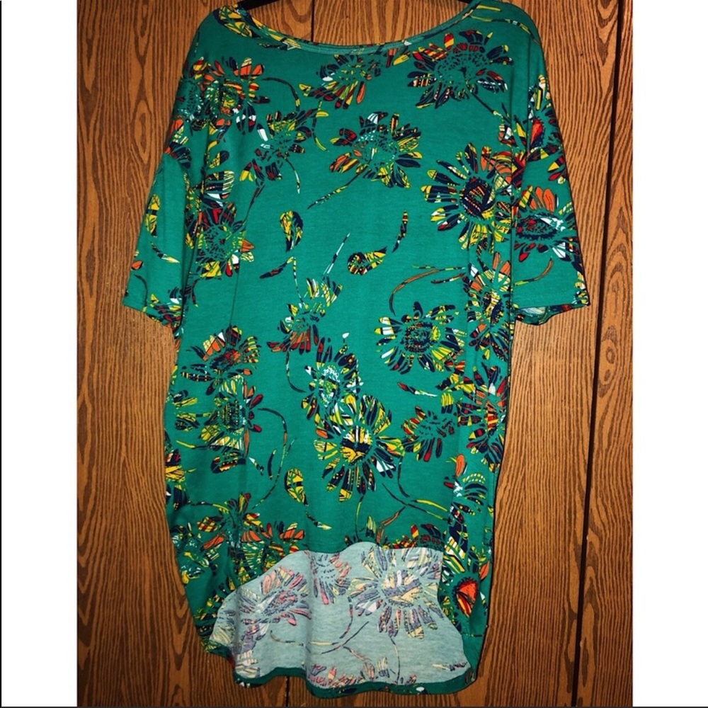 Lularoe green and floral Irma top